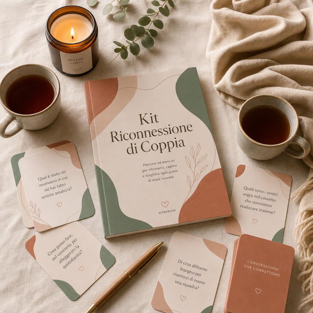 Kit Riconnessione di coppia con tazze, quaderno, candela e prompt di conversazione
